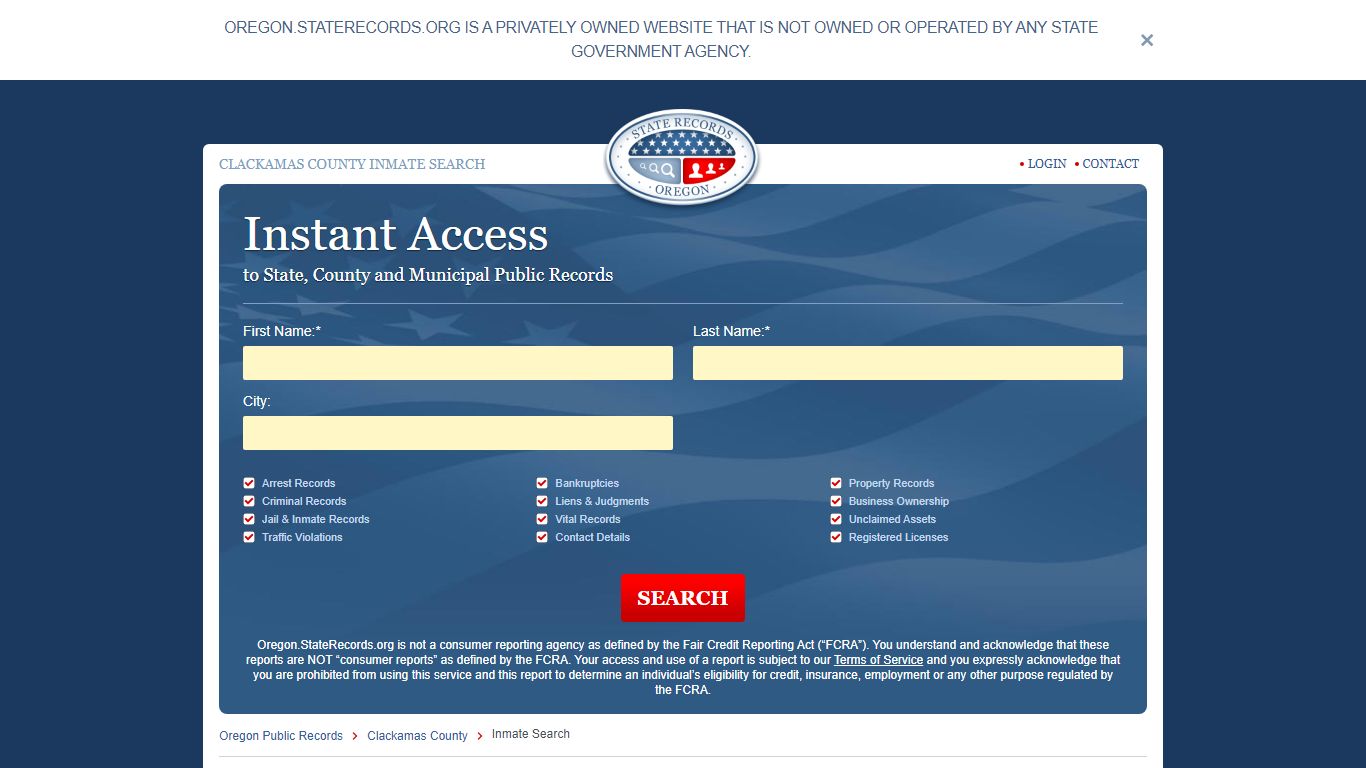 Clackamas County, Oregon Inmate Search | StateRecords.org